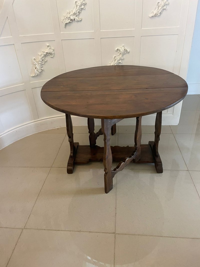 Unusual Antique George III Pine Drop Leaf Table - Image 3